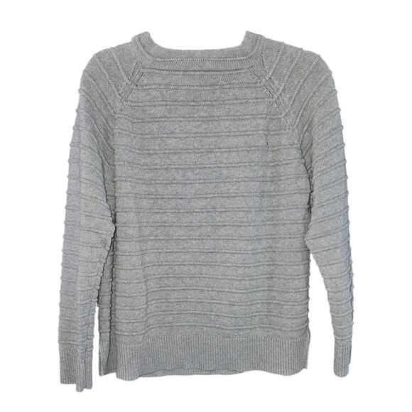 Forte Cashmere Womens Raised Stripe Sweater Grey Size XL - Picture 2 of 8